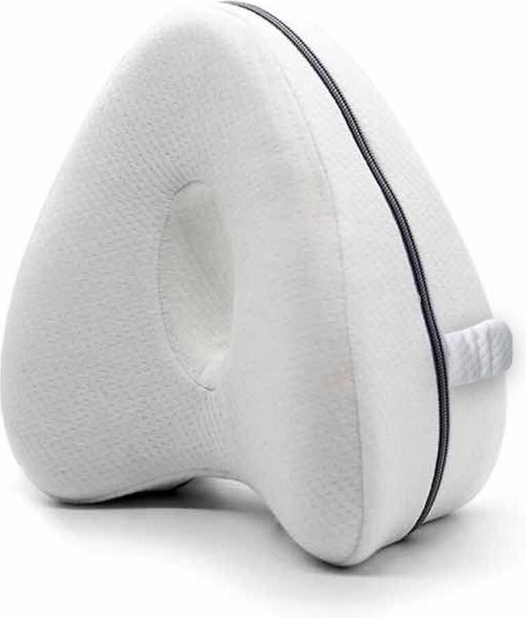 Sleeptight Orthopedisch Kniekussen voor in Bed Kniekussens met Online Mobilteitsgids Pijnverlichtend Beenkussen Zijslaapkussen Kniekussen met Band voor Zijslapers Beenkussen Reuma Artrose Wasbare Hoes Wit 25cm