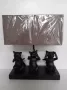 Slijkhuis Katten beeld kattenlamp HOREN ZIENen ZWIJGEN zo leuk incl. lampenkap en lamp zwart taupe 36x31x15 cm - Thumbnail 1