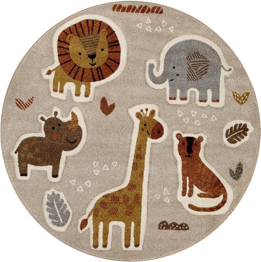 Smart Kids Nala & Friends Kinder vloerkleed 160 cm rond zandbeige