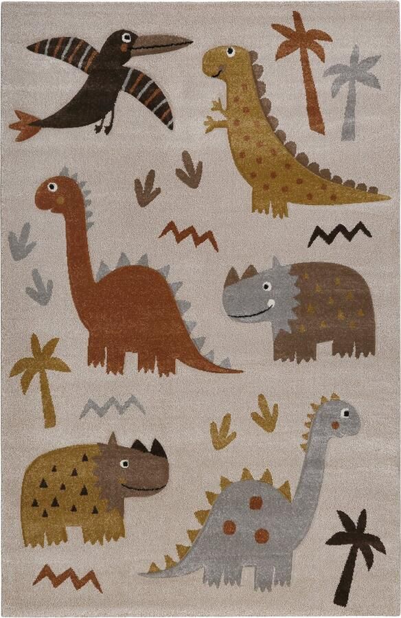 Smart Kids T-Rex & Friends Kinder vloerkleed 140x200 zandbeige