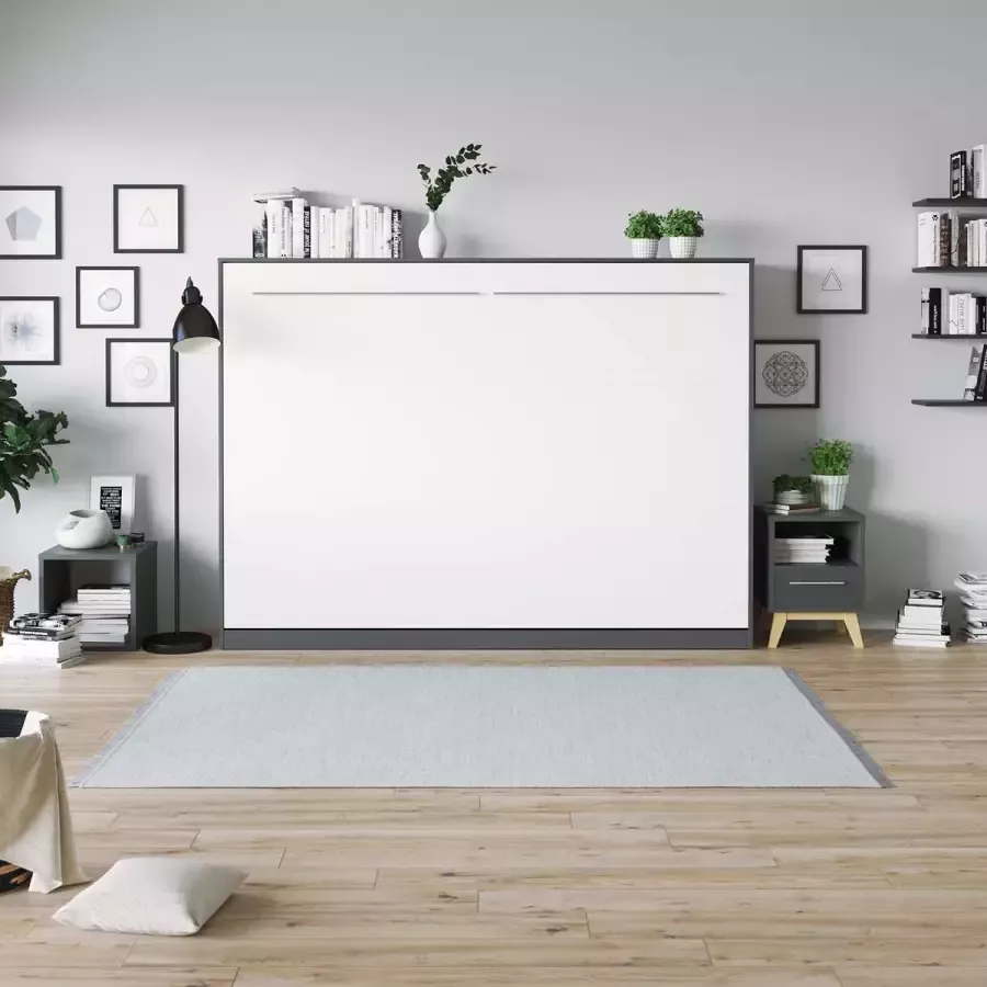 SMARTBETT Horizontaal Opklapbed 140x200cm Antraciet Wit