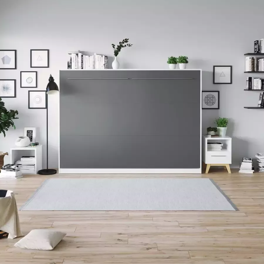 SMARTBETT Horizontaal Opklapbed 140x200cm Wit Antraciet