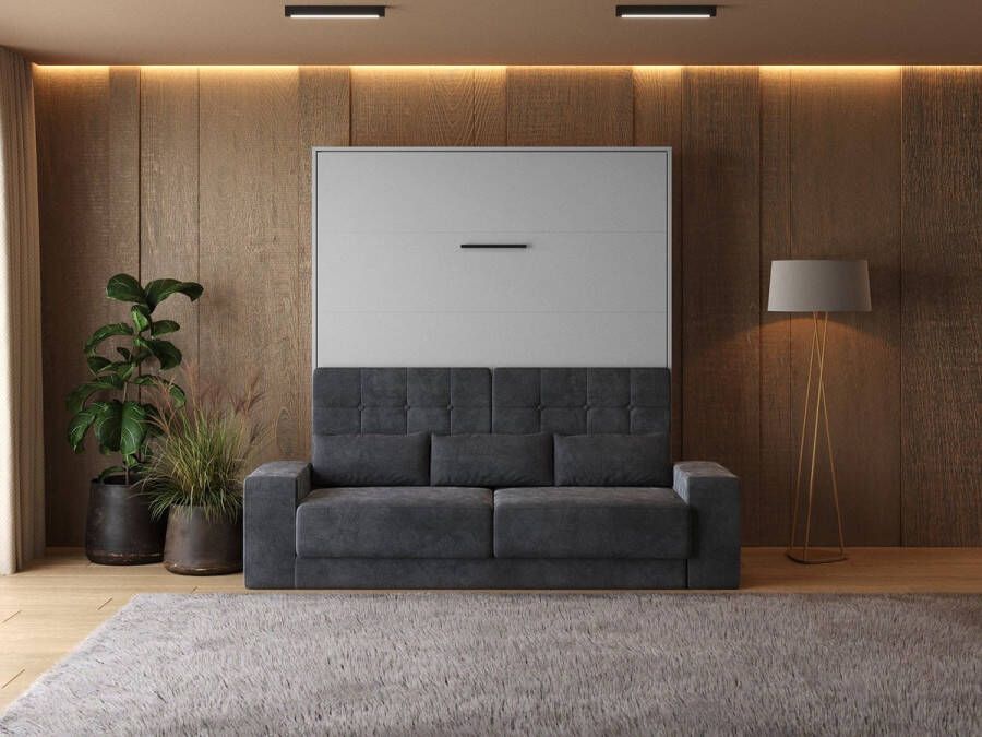SMARTBETT Opklapbed 180x200cm Parelgrijs Parelgrijs Incl Antraciet Bank