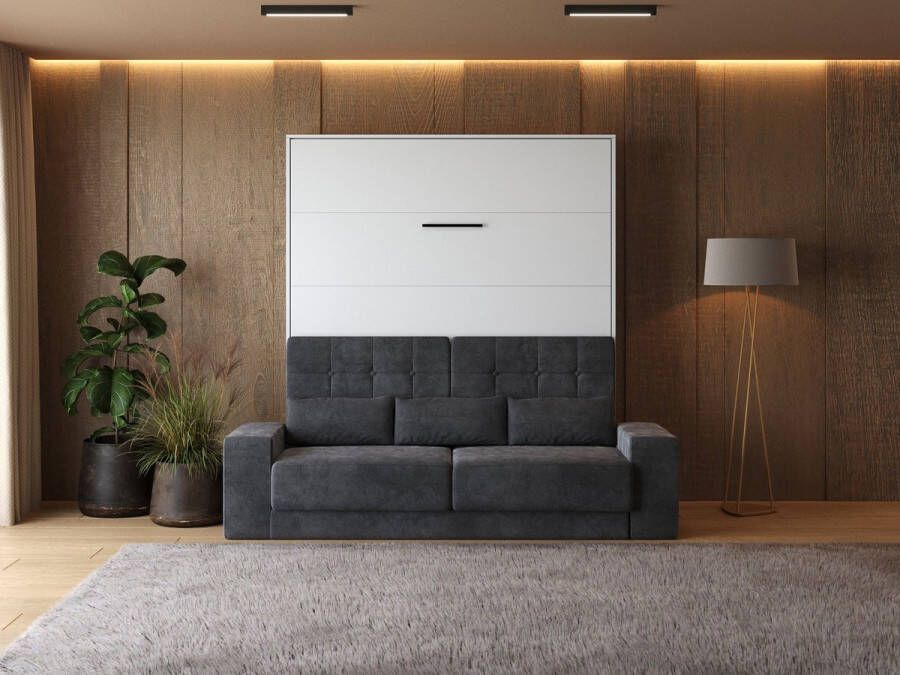 SMARTBETT Opklapbed 180x200cm Wit Wit Incl Antraciet Bank