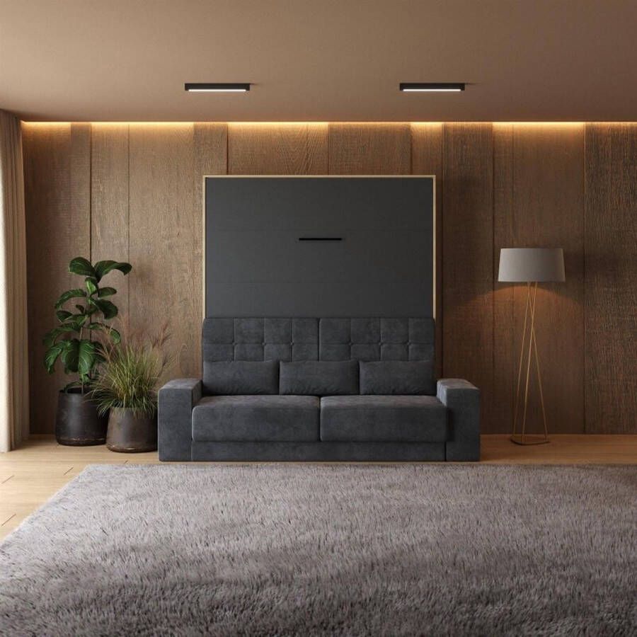 SMARTBETT Opklapbed Verticaal 180x200cm Kaiser Eiken Antraciet