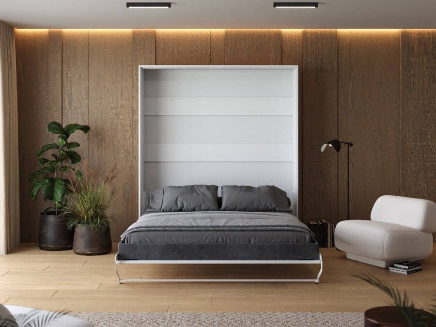 SMARTBETT Opklapbed Verticaal 180x200cm Parelgrijs Kaiser Eiken