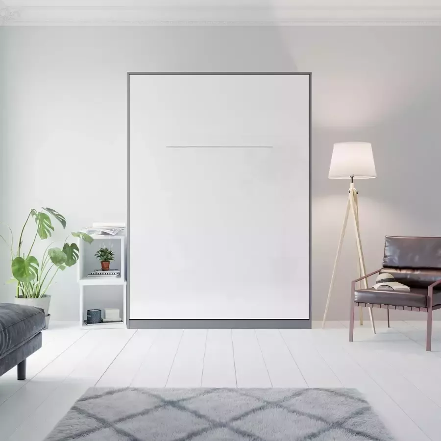 SMARTBETT Verticaal Opklapbed 140x200cm Antraciet Glans Wit
