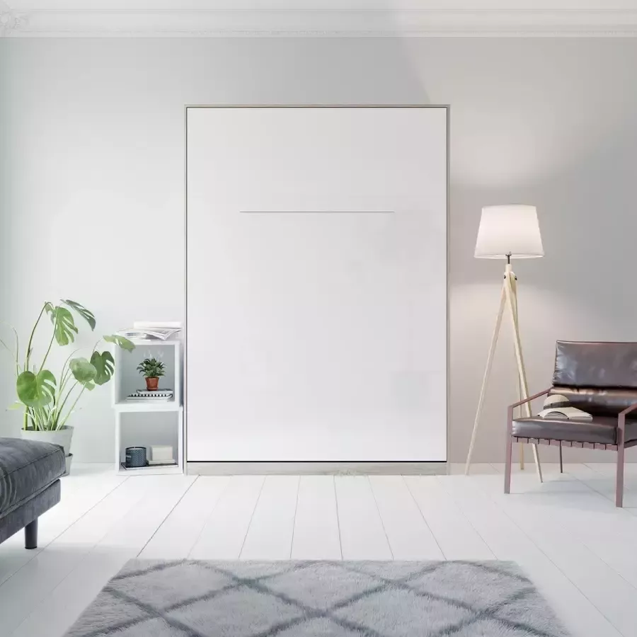 SMARTBETT Verticaal Opklapbed 140x200cm Sonoma Eiken Glans Wit