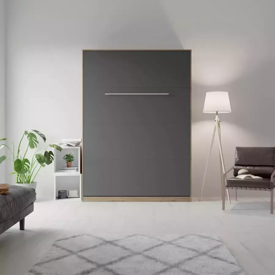 SMARTBETT Verticaal Opklapbed 140x200cm Wild Eiken Antraciet