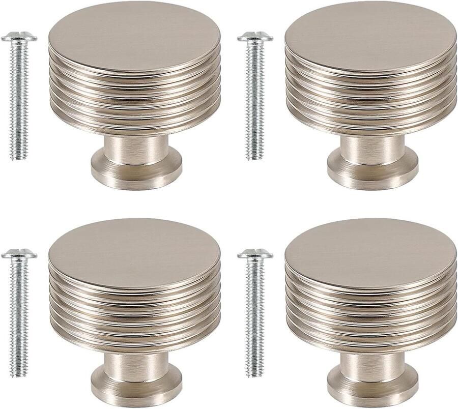 Allecto Premium Ladeknoppen 4 stuks Matte Zilver Decoratieve Handgrepen voor Kasten Ideaal voor Keuken Badkamer en Meer Doe-het-zelf Projecten Upcycling Meubelbeslag