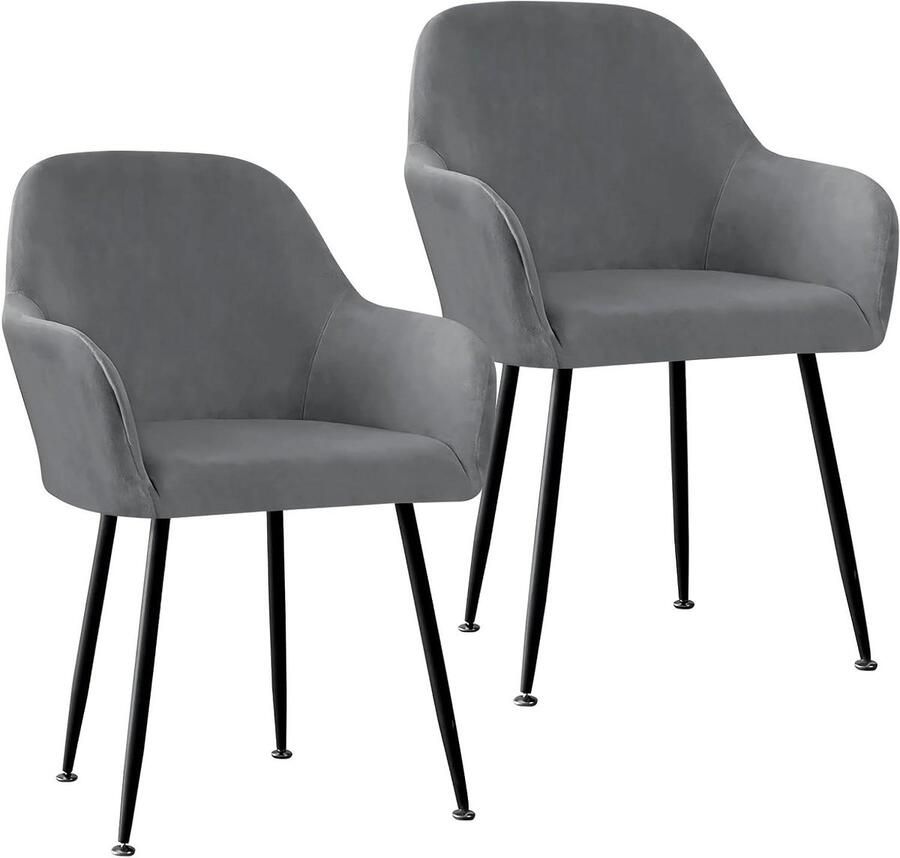 Elastische stoelhoes set van 2 met armleuning en afneembare hoes grijs voor eetkamer woonkamer bruiloft feestdecoratie