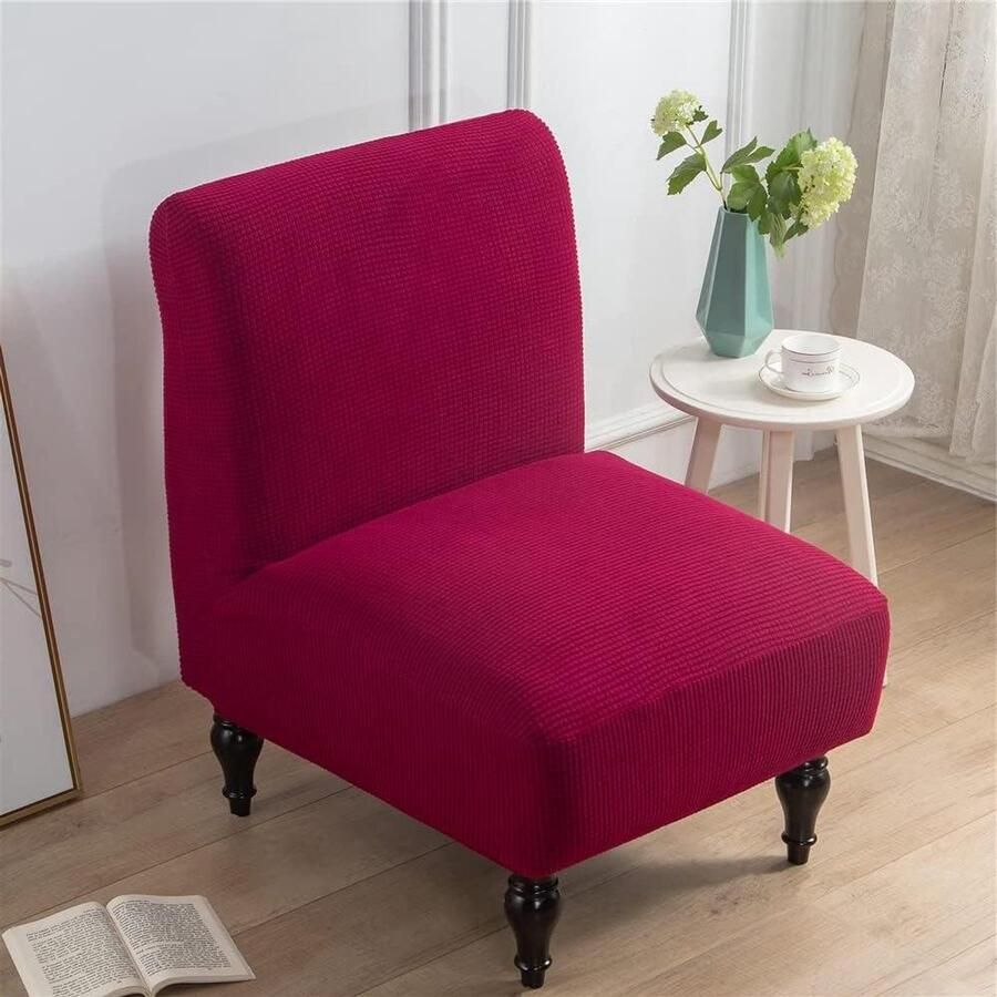 Smoakez Jacquard suède fauteuilhoes zonder armleuningen afneembaar & wasbaar stretch fauteuilbeschermers voor hotel woonkamer in Bordeauxrood Comfortabele accent stoelhoezen