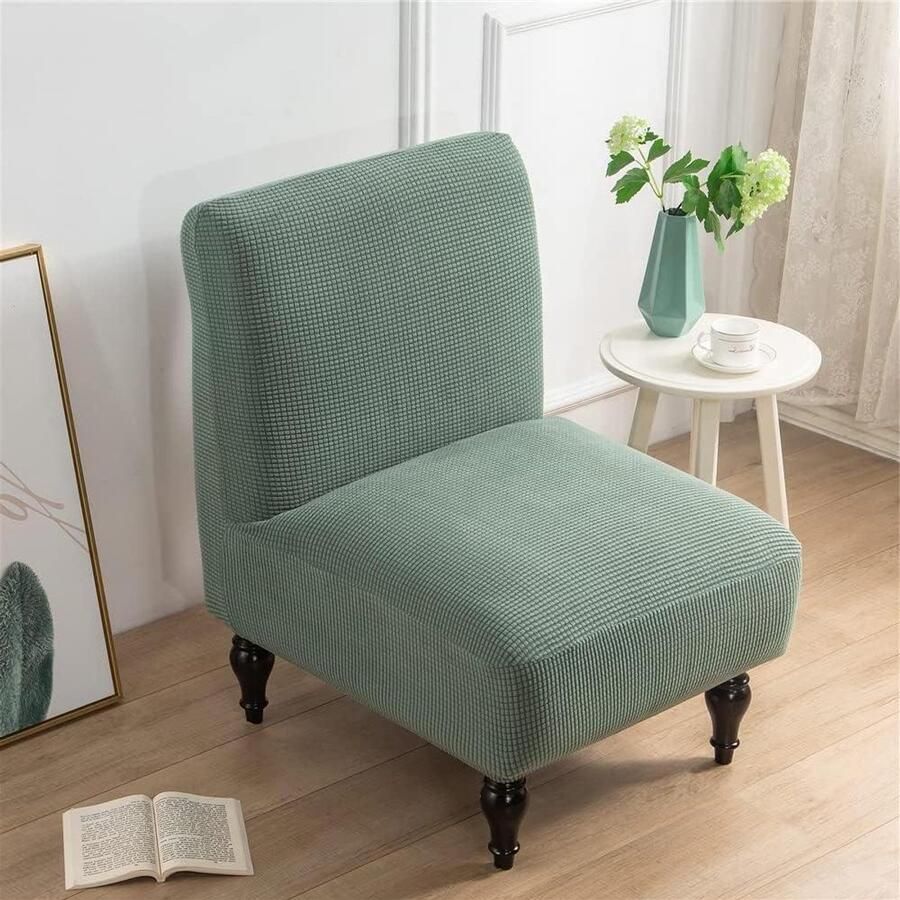 Smoakez Fauteuilhoes Jacquard Suede Olijfgroen Stretch Fauteuilbeschermer voor Woonkamer met Afneembare en Wasbare Hoes