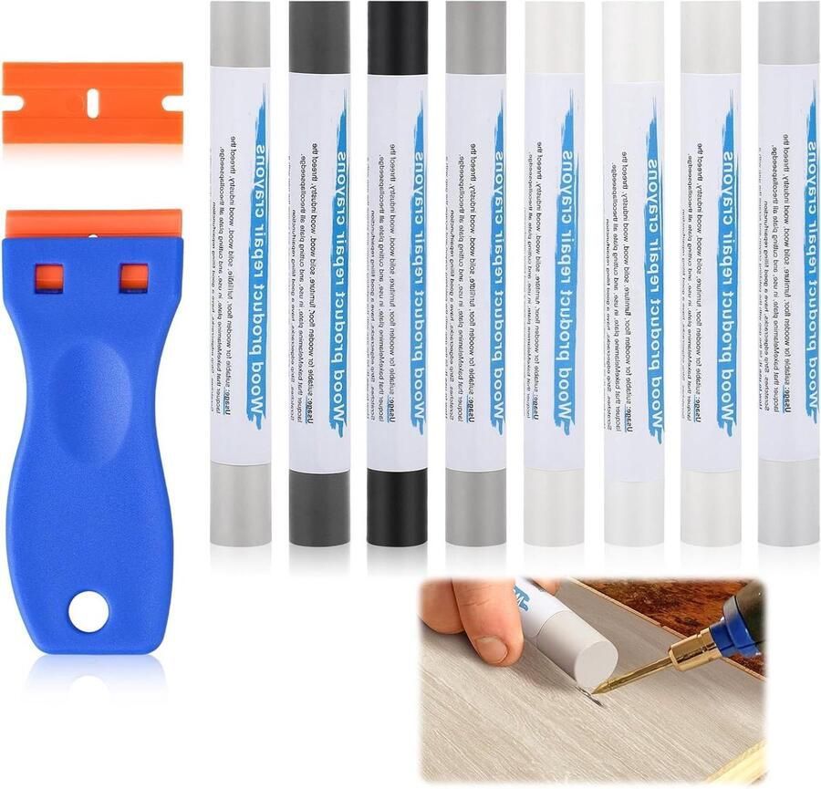 Smoakez Furniture Repairset Houtvulstiften Kit 8 Kleuren Laminaatvullingsstick Meubelmarker voor Krassen Houten Vloer Tafels Bureaus