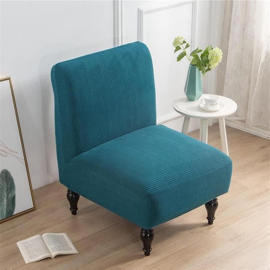 Smoakez Jacquard suède fauteuilhoes zonder armleuningen voor hotel en woonkamer Afneembaar en wasbaar Stretch fauteuilbeschermer met Blauer See design