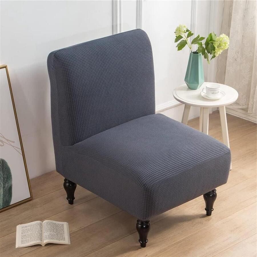 Smoakez Fauteuilhoes zonder armleuningen in donkergrijs jacquard suède stretch Afneembaar en wasbaar Ideale stoelhoes voor hotel café en woonkamer