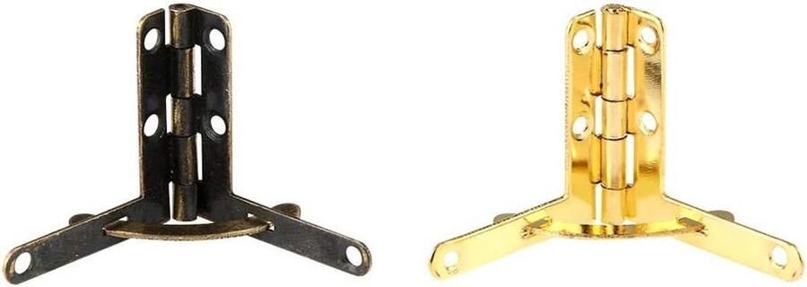 Smoakez Kistscharnieren messing retro design 90 graden hoeksteun veerscharnieren vintage Set van 20 stuks Geschikt voor kleine sieraden wijnkast horlogedoos Goudkleurig