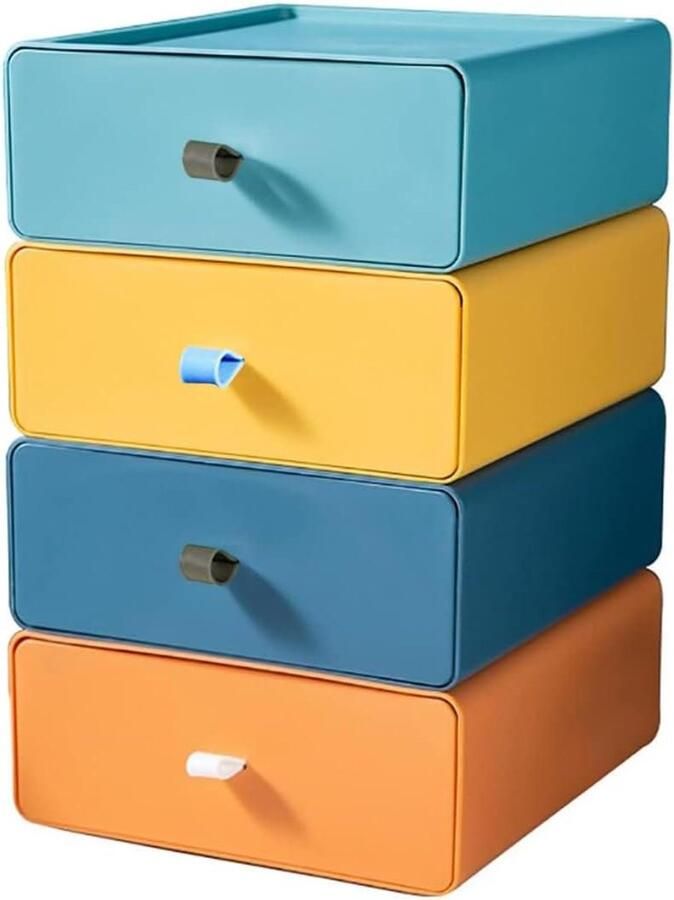 Smoakez Ladeboxen Organizers Stapelbaar voor Grote Inhoud Set van 4 Stuks in 4 Kleuren Optimaliseer uw opslag met deze stapelbare ladeboxen ideaal voor het organiseren van items