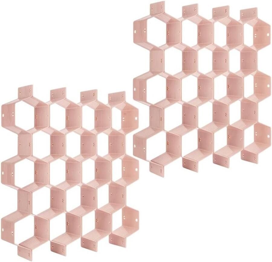 Smoakez Ladeverdelers voor Lade Organizer 8 stuks Honingraat Roze DIY Set van 2 Packs