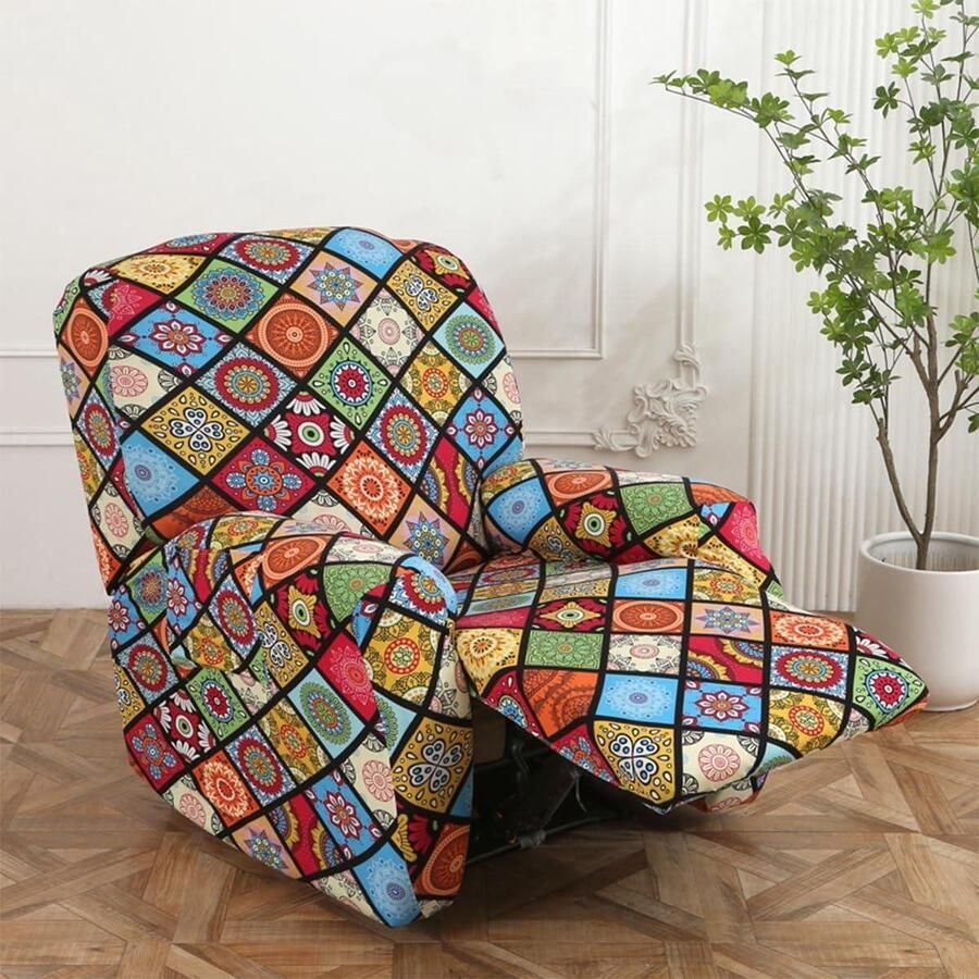 Smoakez Mandala fauteuilhoezen met zakken en antislip Set van 4 stuks Meubelbeschermer voor elektrische stoel