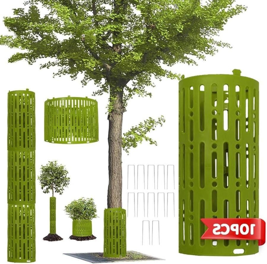 Allecto Premium Boomstambescherming Set van 10 Uitbreidbare Boombeschermhoes 20 x 33 cm Inclusief U-klemmen Wildverbod Boomstam Stambescherming Bescherming Boom