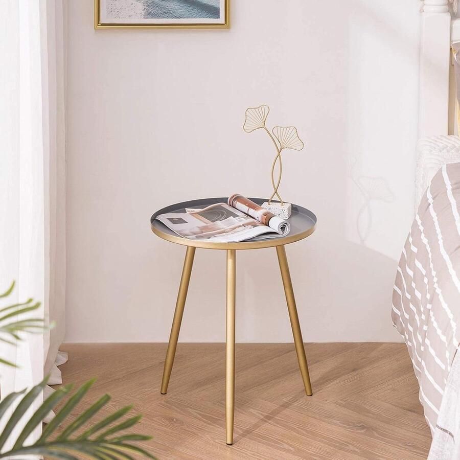 Allecto Premium Metalen bijzettafel met ronde salontafel Moderne stalen buis Diameter 405 x 50 cm