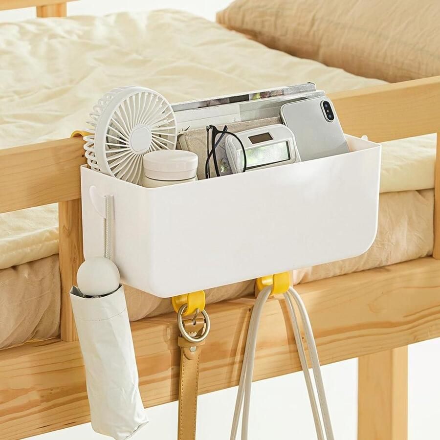 Allecto Premium Hangend Nachtkastje met Opbergmand en Haken Multifunctionele Organiser voor Afstandsbedieningen