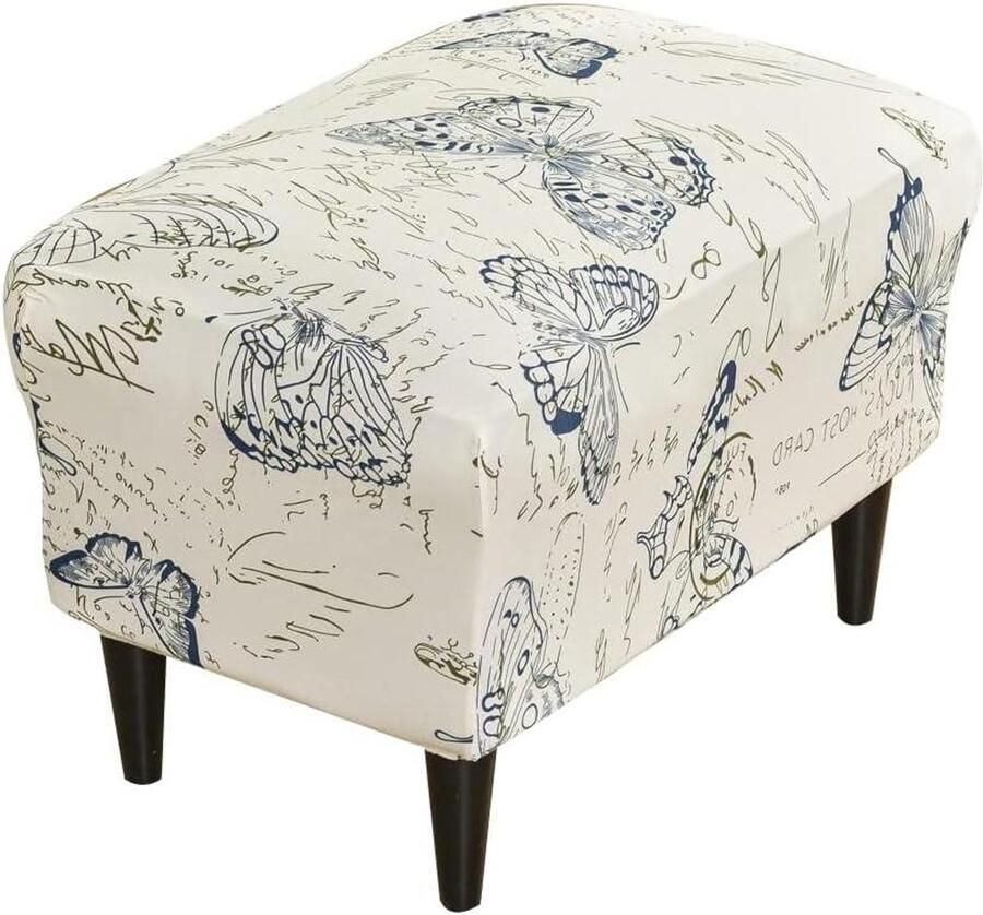 Smoakez Ottoman Hoes voor voetenbankje Rechthoekig stretch overtrek Poef afdekking Krukbescherming Wasbaar Woonaccessoire Interieurdecoratie