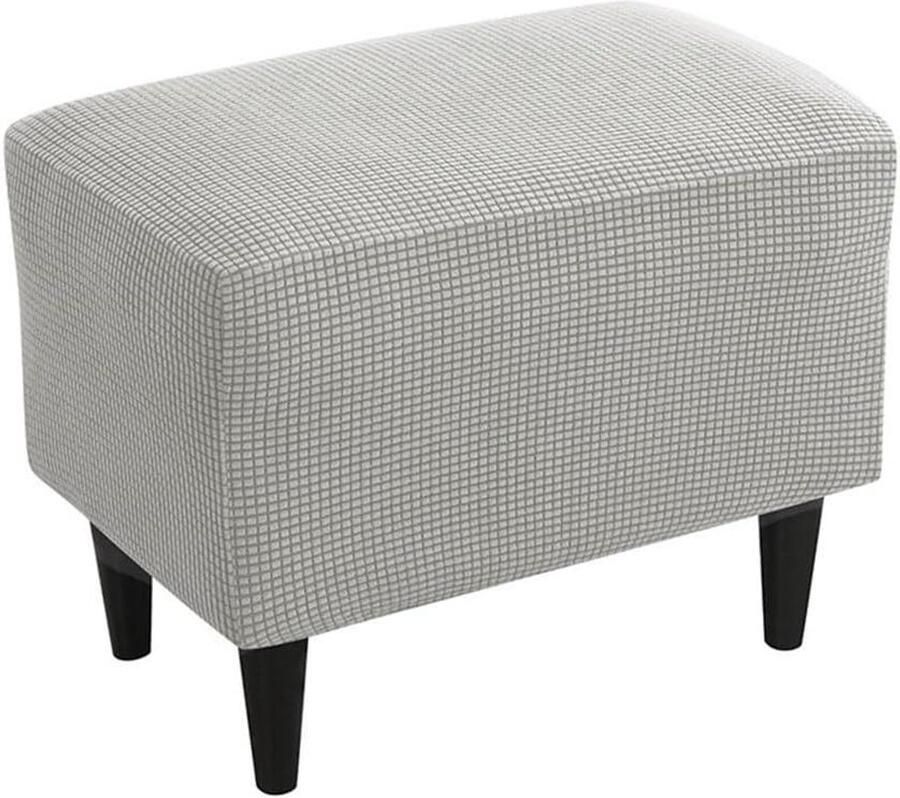 Smoakez Ottomaanse hoes met geruit patroon voor voetenbank in lichtgrijs Afneembare en wasbare hoes Rechthoekig design Elastische onderkant Ideaal voor woonkamer en slaapkamer