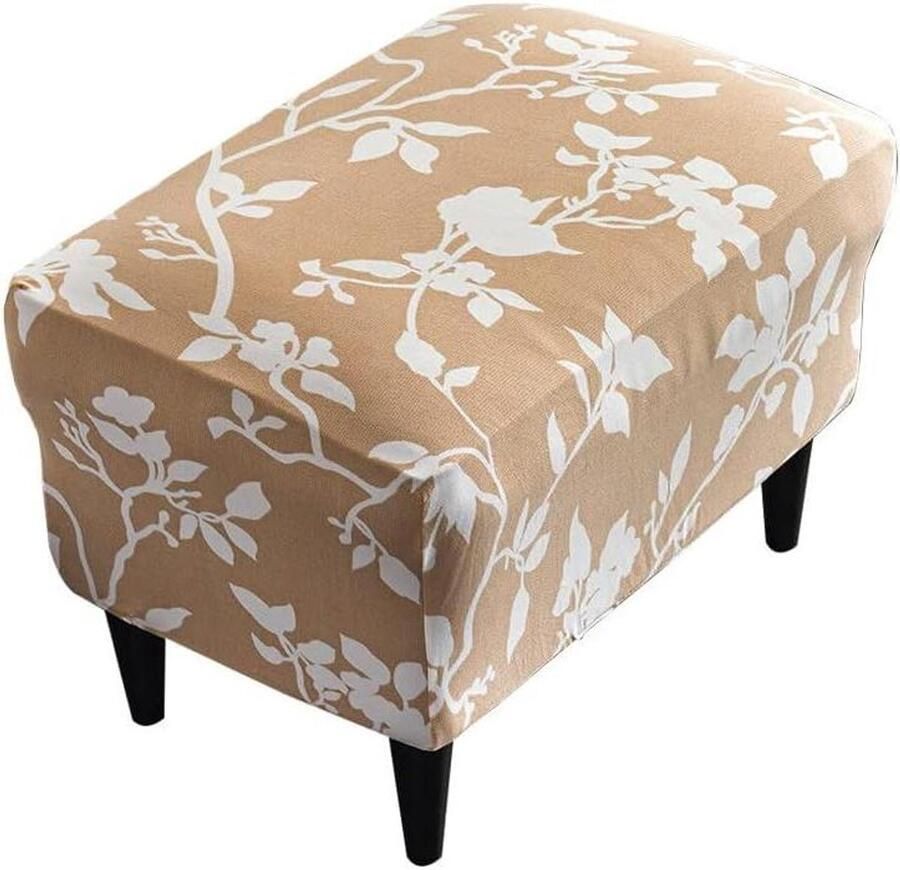 Smoakez Ottomaanse hoes rechthoekig voor voetenbank polyester Spandex stretch witte bloementak afneembaar en wasbaar