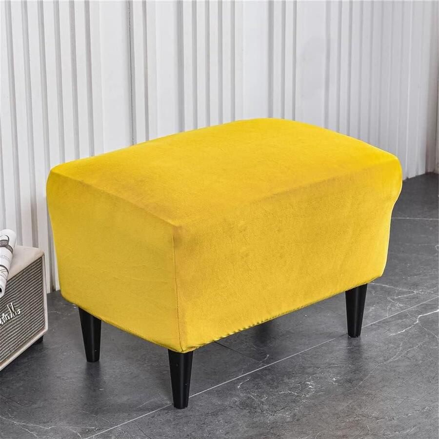 Smoakez Ottomaanse hoes voor voetenbank geel wasbaar voor woonkamer en slaapkamer