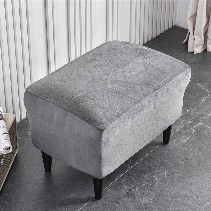 Smoakez Ottomaanse voetenbankhoes van fluweel rechthoekig wasbaar (grijs)