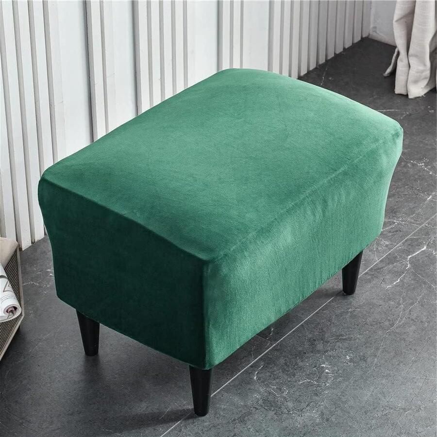 Ottomaanse hoes krukhoes fluweel voor voetenbank rechthoekig donkergroen stretch overtrek poef beschermer wasbaar krukafdekking