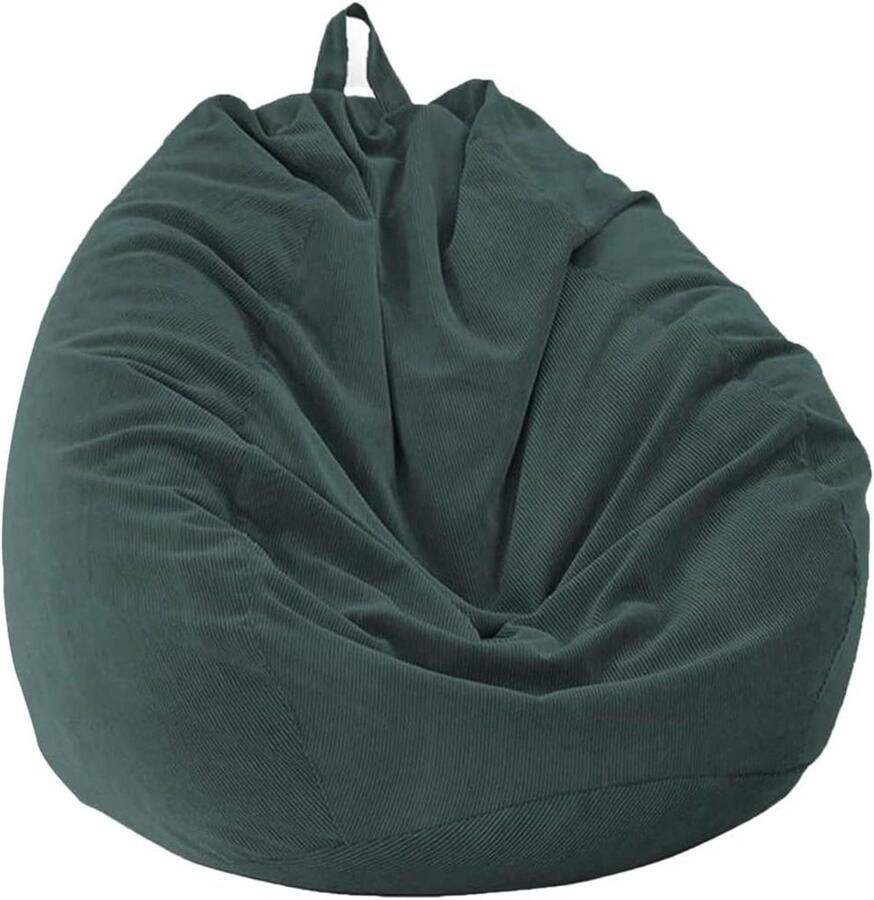 Allecto Premium Corduroy zitzak in peer vorm voor binnen en buiten Donkergroen 100x120cm