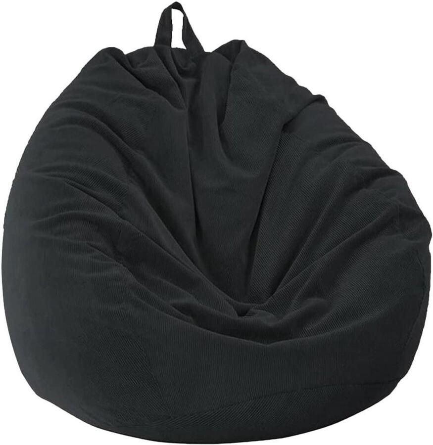 Allecto Premium Corduroy Peren Zitzak Zwart 70x80cm voor Binnen en Buiten