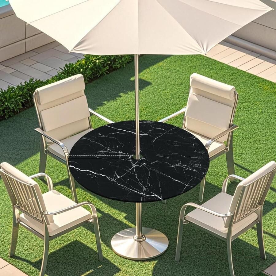 Smoakez Rond tafelkleed voor buiten met elastische paraplugat waterdicht en printbaar ideaal voor picknick en patio geschikt voor tafels van 90 cm tot 110 cm perfect voor tuinfeesten