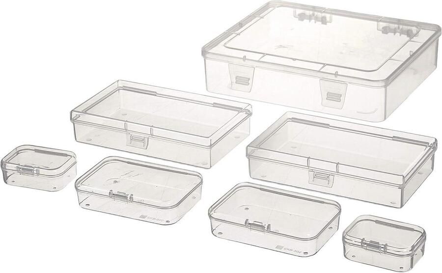 Allecto Premium 7-delige set rechthoekige mini opbergdozen met scharnierende deksels ideaal voor ambachtelijke projecten