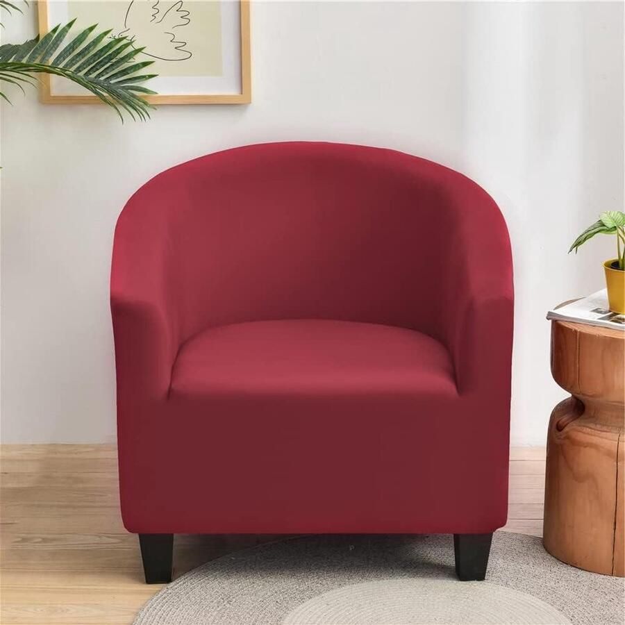 Stoelhoes rood rekbaar en effen design Bankovertrek met armleuningen voor kuipstoel Hotel en Chesterfield stijl Bescherming tegen vlekken 1 stuk