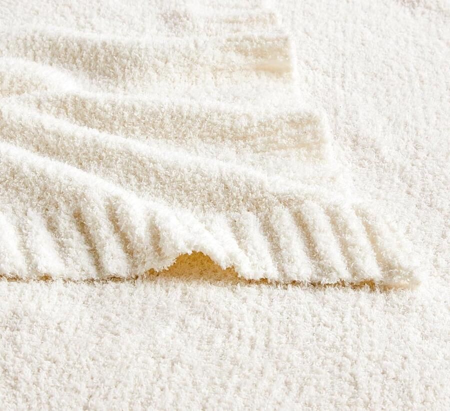 Smoakez Ultra zachte omkeerbare microvezel deken voor bank en bed in effen beige Groot formaat