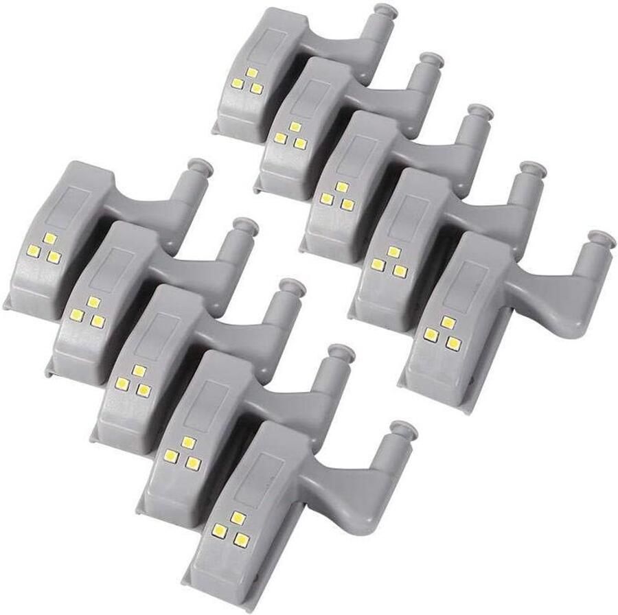 Universele LED-scharnierlichten voor Kledingkast Set van 10 Wit Chaud Cool Thuis Keuken Opbergkast Lichtoplossing Inclusief bevestigingsmaterialen