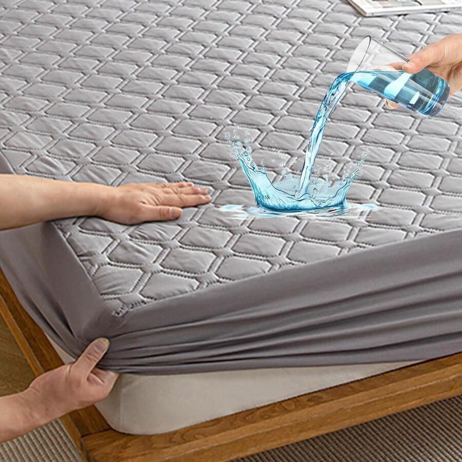 Smoakez Matrasbeschermer Tweepersoonsbed Waterdicht 150x200 Grijs Katoenen Hoeslaken Hier is een optimalisatie van de titel met relevante zoekwoorden zonder merknaam aan het begin en in het Nederlands. De titel bevat nu 84 tekens