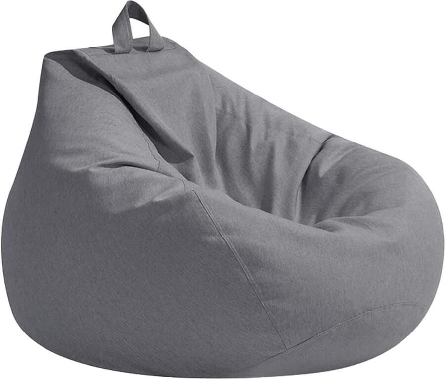 Allecto Premium Zitzak van katoenen linnen zonder vulling Grijs Comfortabel Opbergstoel Woonkamer Slaapkamer Speelkamer Voor Volwassenen en Tieners Duurzaam Kindvriendelijk