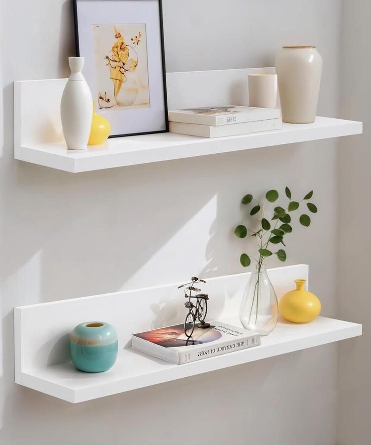 Smoakez Zwevende Planken van Hout van 76cm Modern Design Set van 2 Wandplanken voor Badkamer Keuken Slaapkamer Decoratief voor Planten en Boeken Groot Formaat