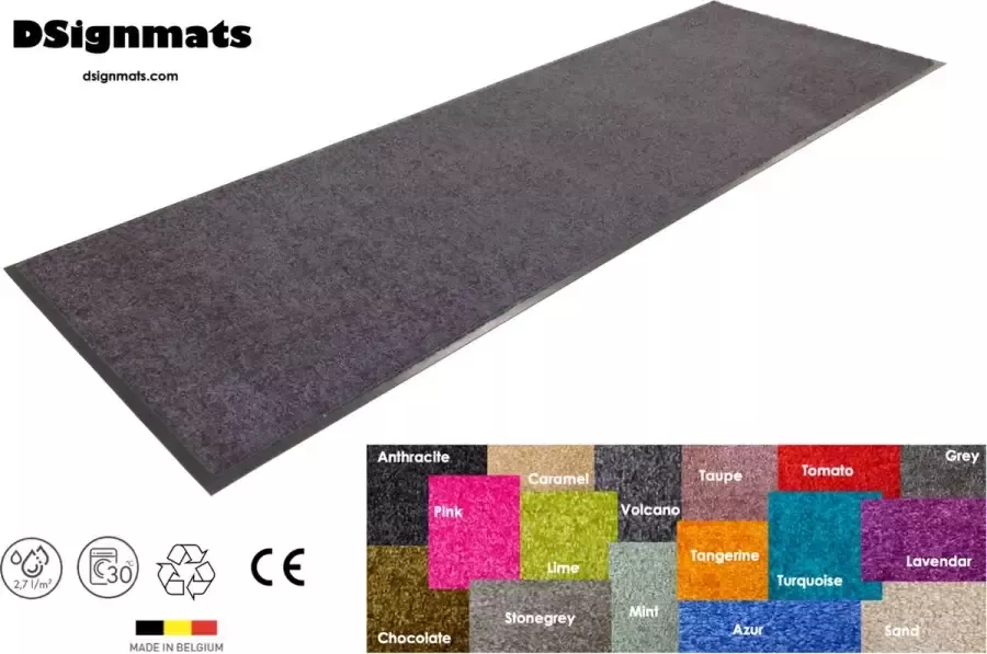 Smophy Home Wash & Clean vloerkleed loper hall & keuken droogloop ook voor professioneel gebruik kleur Stonegrey machine wasbaar 30° 180 cm x 60 cm