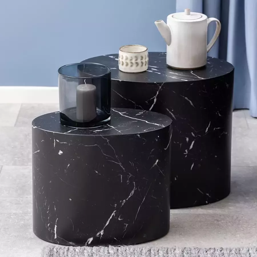 SMUK Bijzettafel Set Cece Marmer Zwart