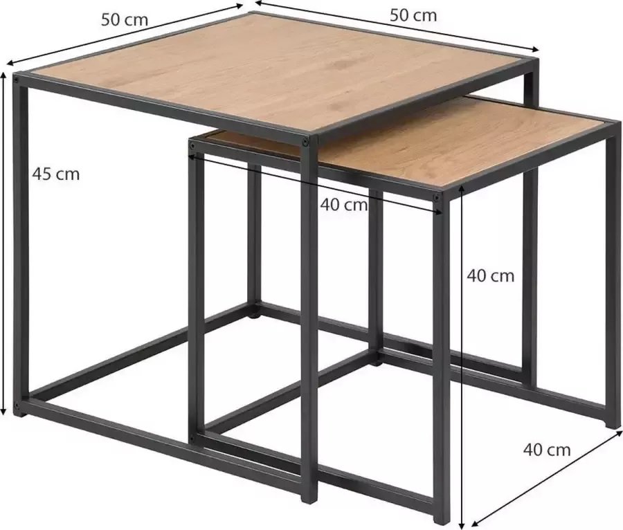 SMUK Bijzettafel Set Chelsea Eik Zwart