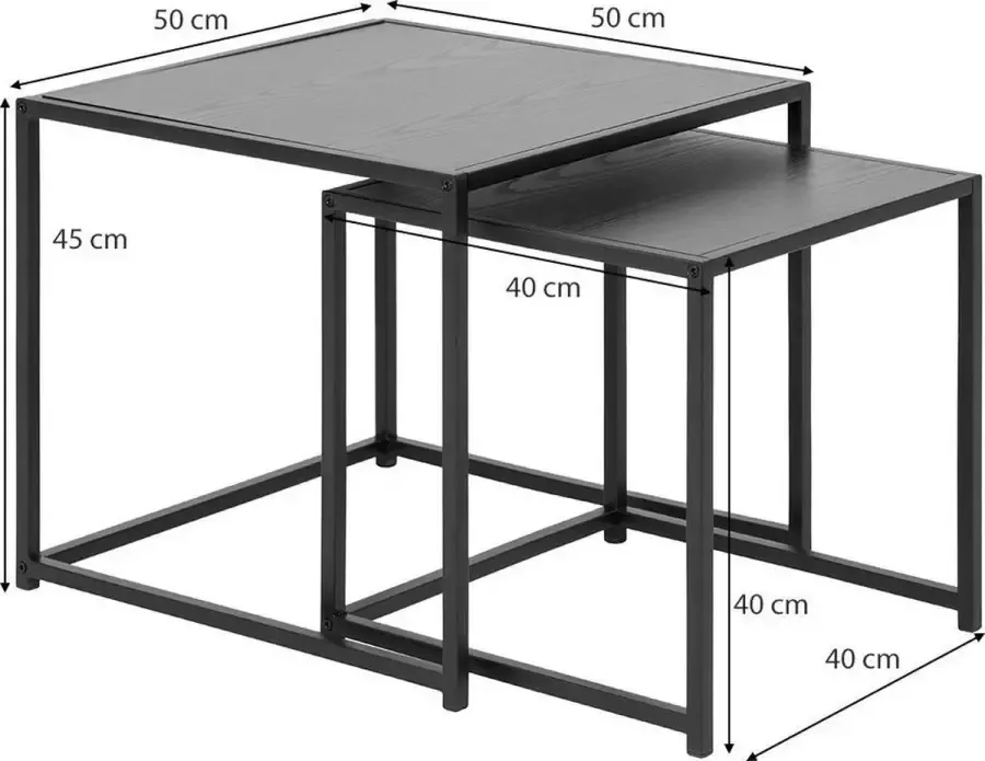 SMUK Bijzettafel Set Chelsea Zwart