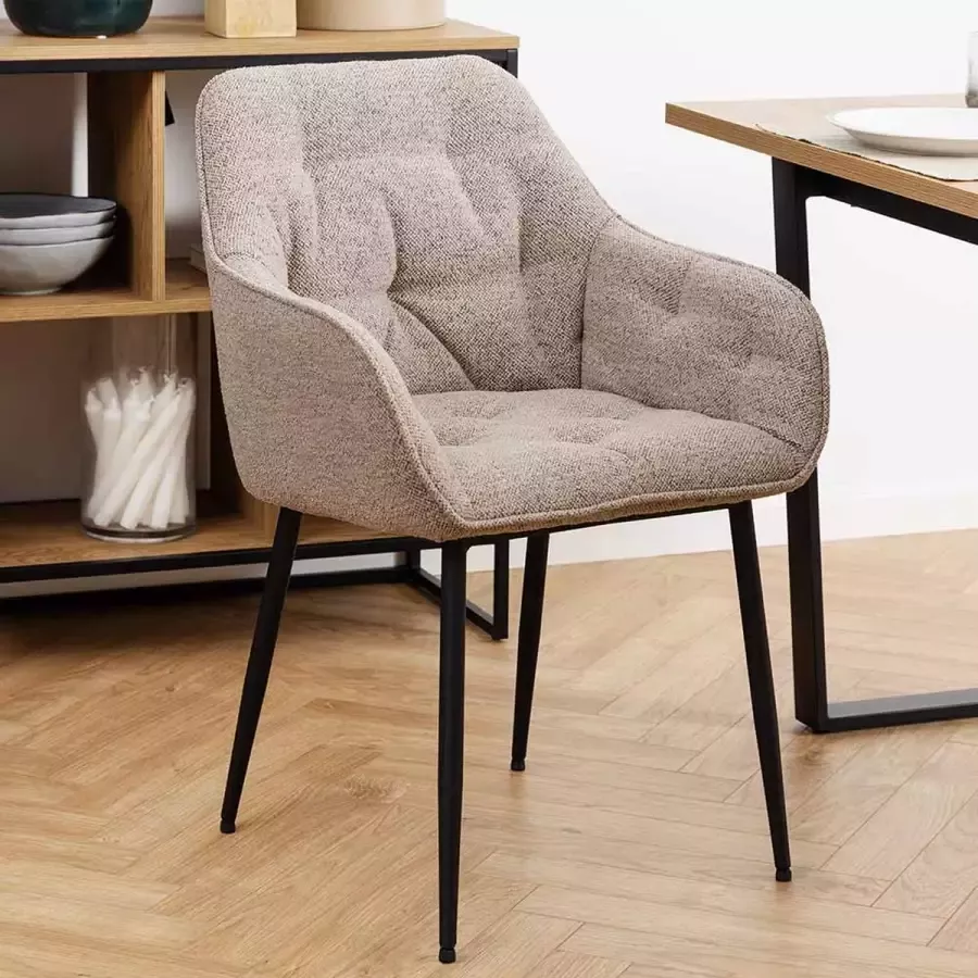 SMUK Bouclé Eetkamerstoel Dione Beige