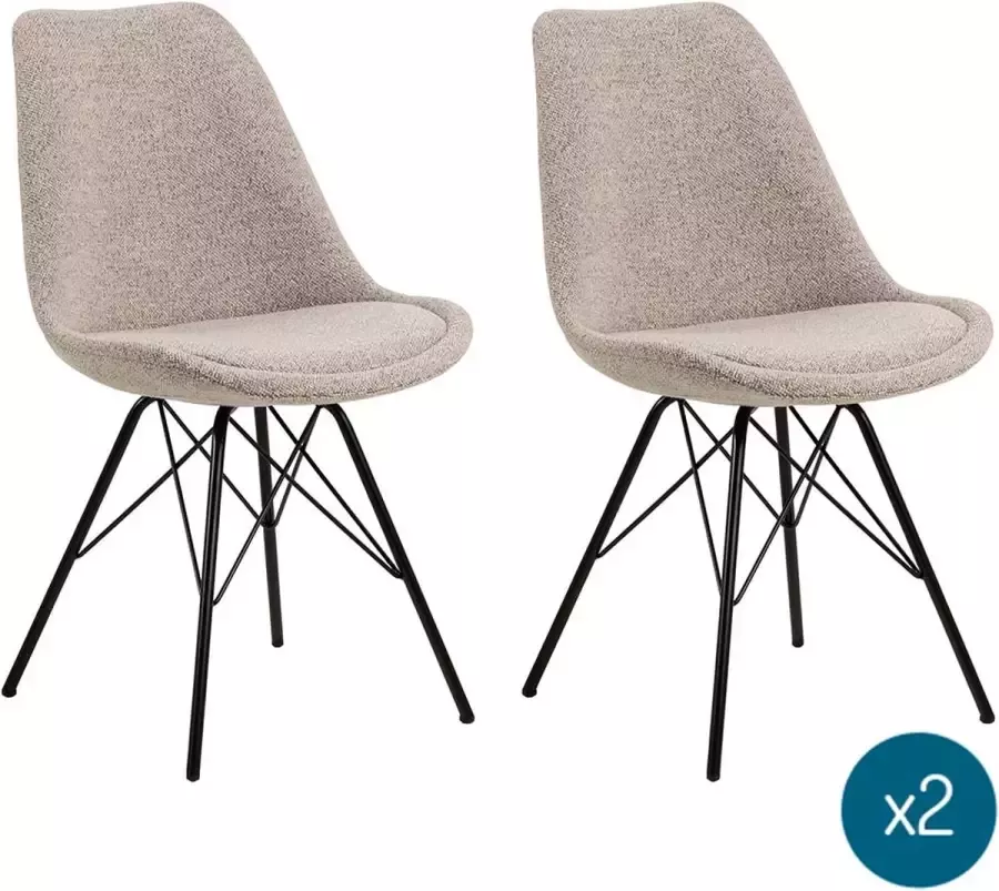 SMUK Bouclé Eetkamerstoel Erina Beige 2 Stuks - Foto 3