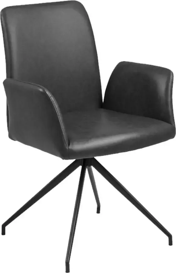 SMUK Eetkamerstoel Draaibaar Nox Lederlook Zwart